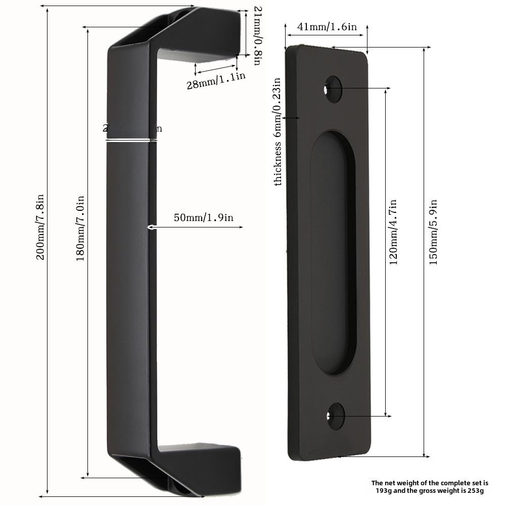 Dual-Sided Black Surface-Mounted Sliding Barn Door Handle