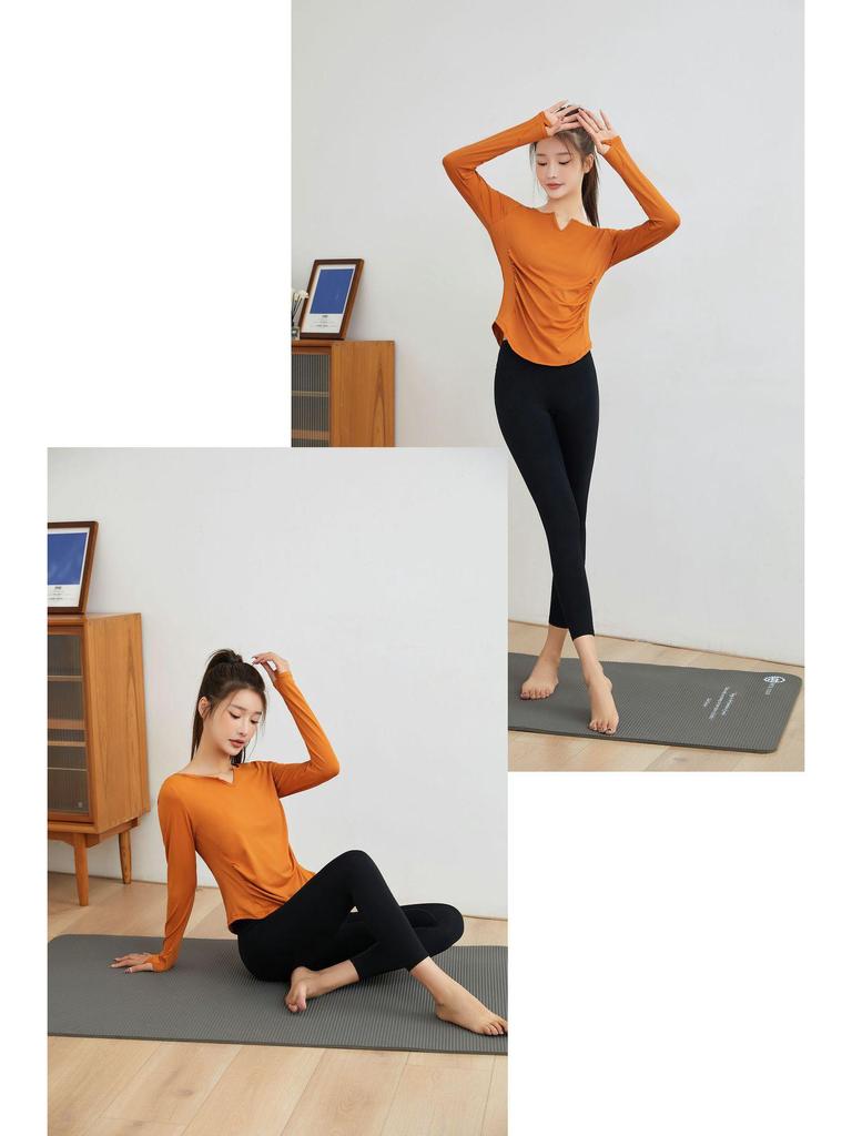 Damen Slim Fit Schnelltrocknendes Yoga-Top - Langärmliger Casual Überwurf für Herbst/Winter Fitness