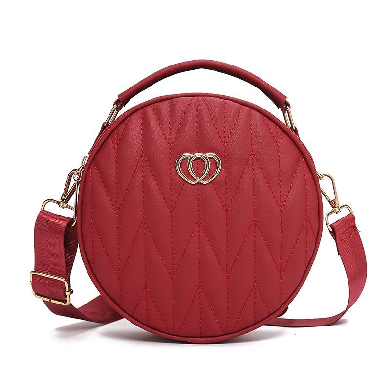 Large capacity three-layer zipper shoulder bag new fashionable and simple square rhombus embroidery thread solid color shoulder bag batch