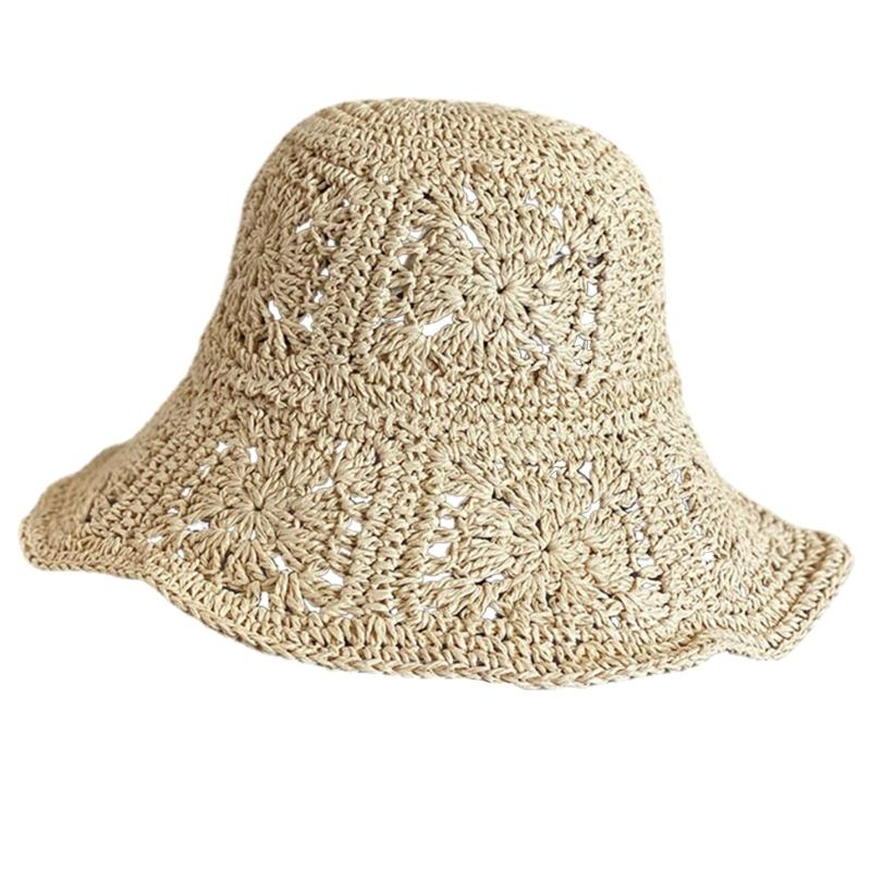 

Elegant Straw Hat Fisherman Hat Gift for Camping Climbing Lovers Sunshade Crocheted for Dress-up Party Outdoor