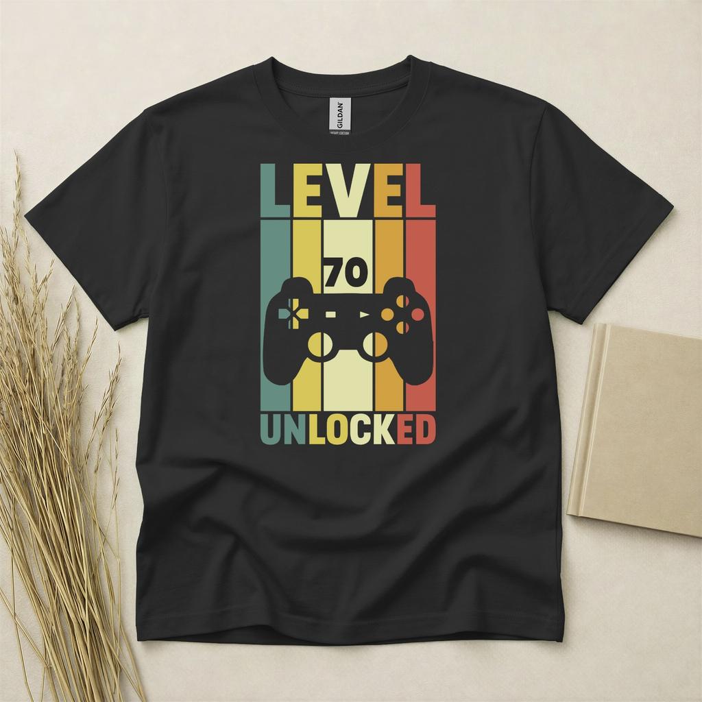 70th Birthday T-shirt Born In 1956 Seventy Years Old Gifts Gaming Unlocked Level
