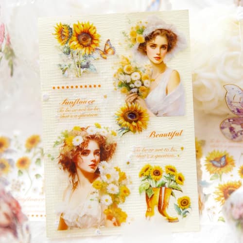 Alideco 6 Pieces Masking Tape Cute Retro European Figure 65mm Width x 3m Roll PET Adhesive Tape Wide Width DIY Stylish Masking Sticker (anhuadebaimeng