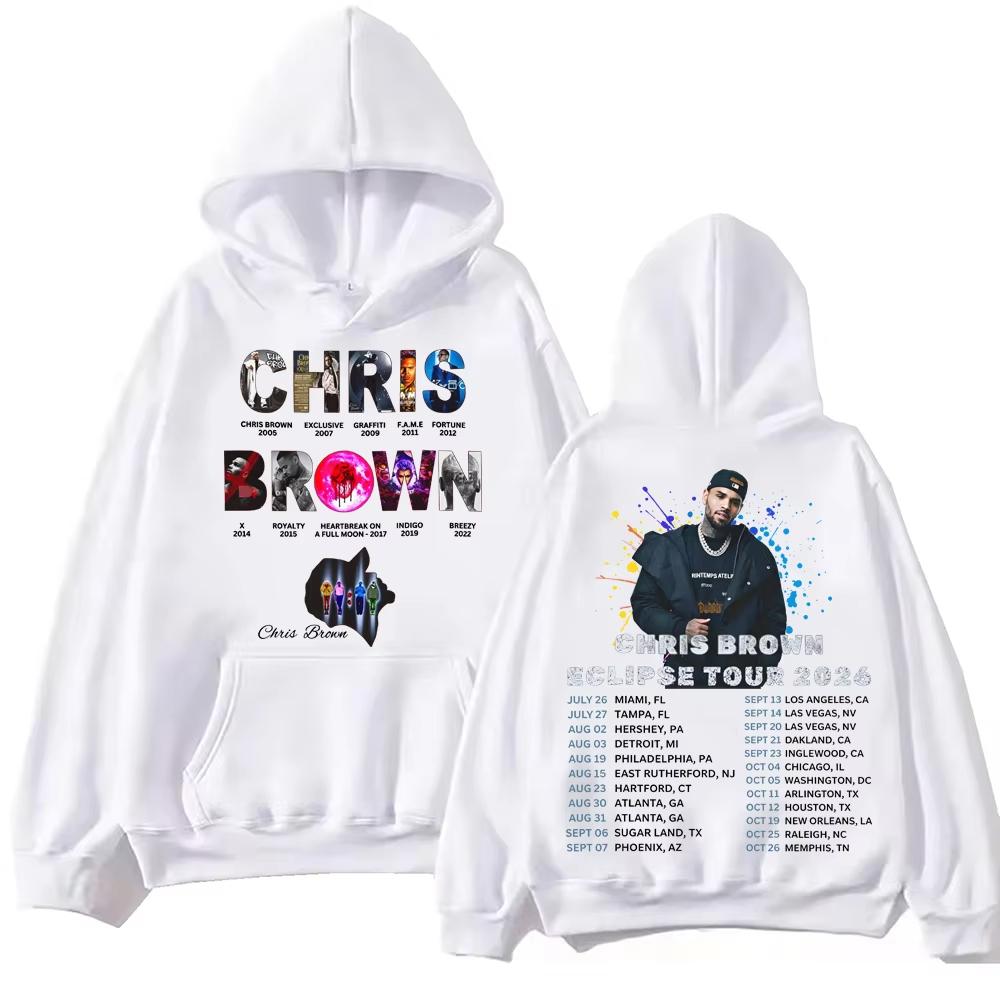 2026 Chris-Brown Eclipse Tour Hoodie Man Woman Harajuku Long Sleeve Pullover Tops Soft Cotton Sweatshirt Loose Cozy and Versatile