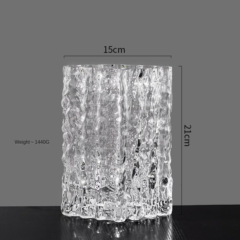 

1pc Living Room Decoration Water Flower Vase Glacier Glass Simple Transparent Decorative