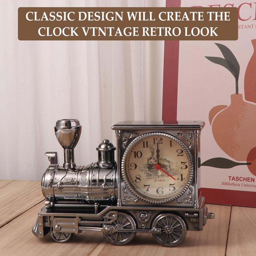 Plastic Table Clock Vintage Desktop Clock Desk Sculpture Train Alarm Clock  Office
