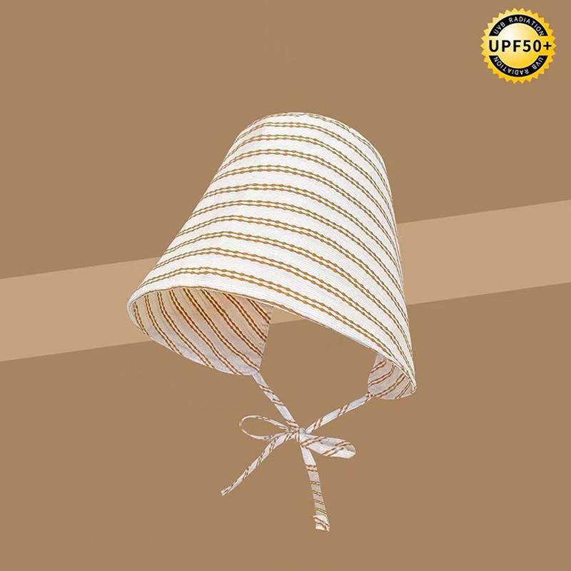 Women'S Wide-Brimmed Foldable Bucket Hat With Drawstring Korean Style Striped Panama Outdoor Hiking Hat Sun Protection Hat