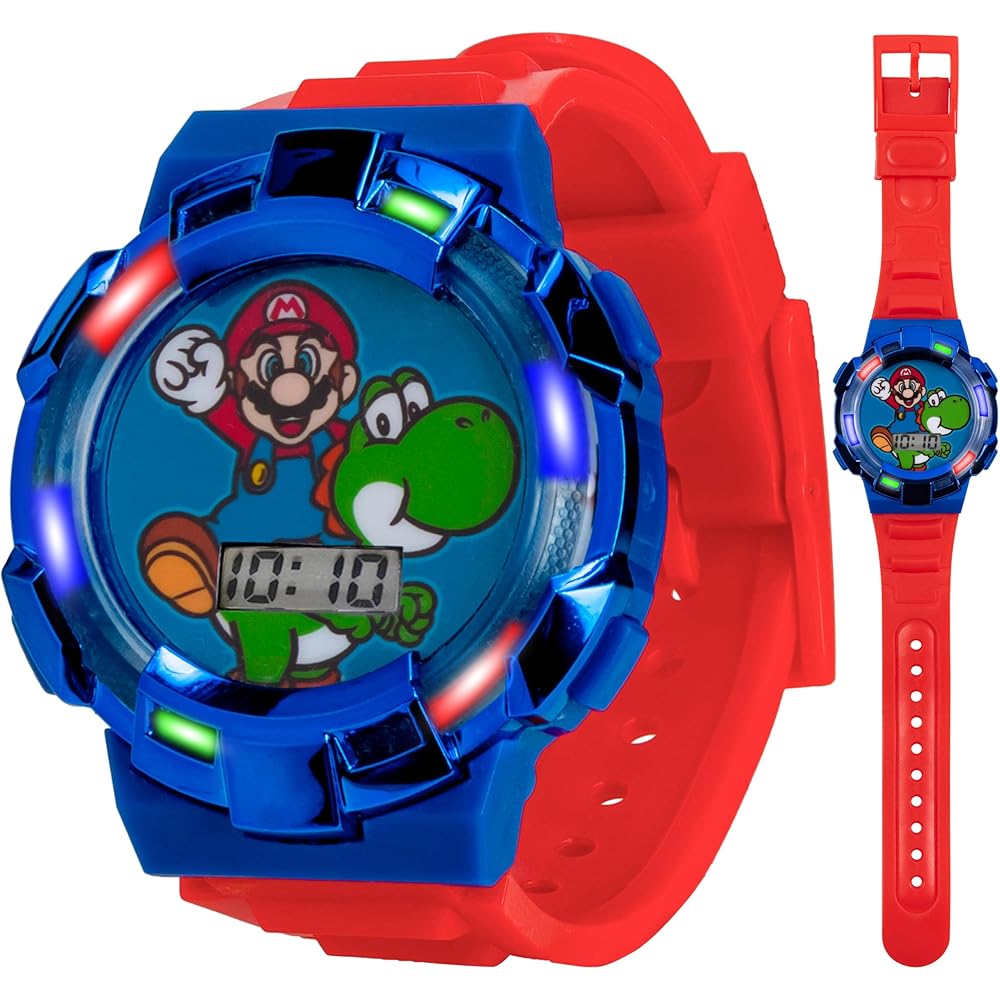 Accutime Super Mario Digital Quartz Watch Boys 30m Water Resistant LCD Display