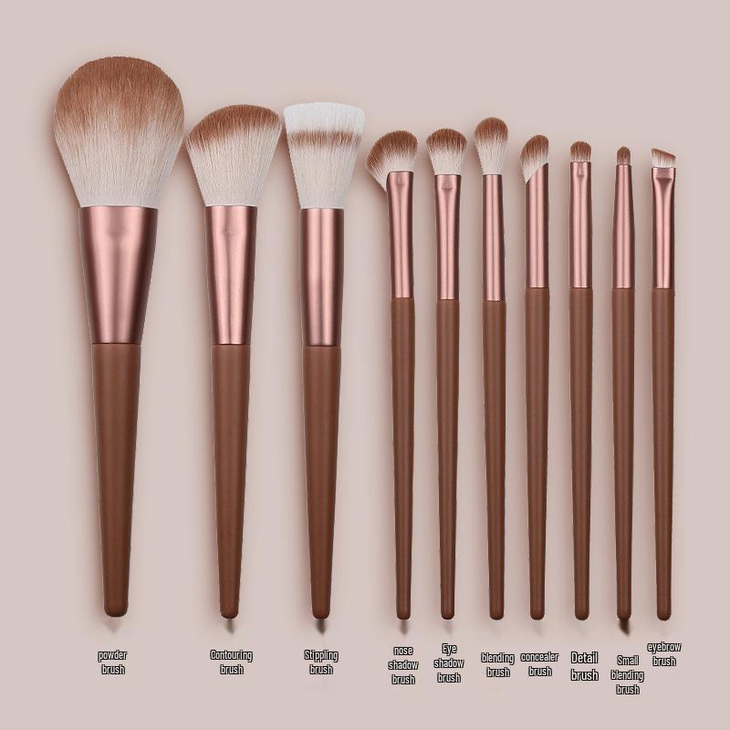 

Набор из 10 кистей для макияжа в китайском стиле, синий: Деревянная ручка с мягким нейлоном для теней, пудры и румян