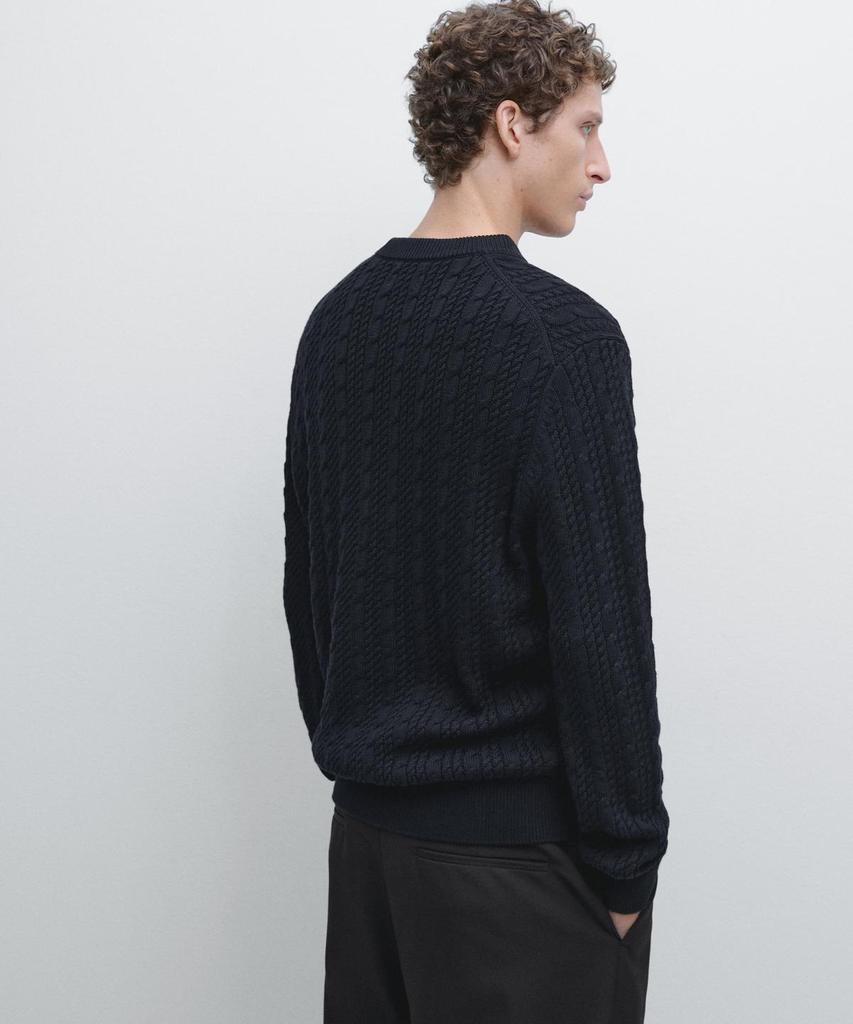 Masimodutti Crew Neck 100% Cotton Cable Knit Sweater