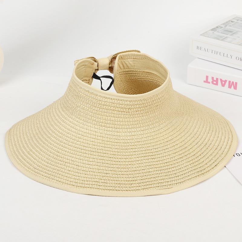 New Summer Folding Empty Top Hat Large Edge Sunshade UV Protection Sun Protection Hat Outdoor Sports Mountaineering Travel Straw Hat