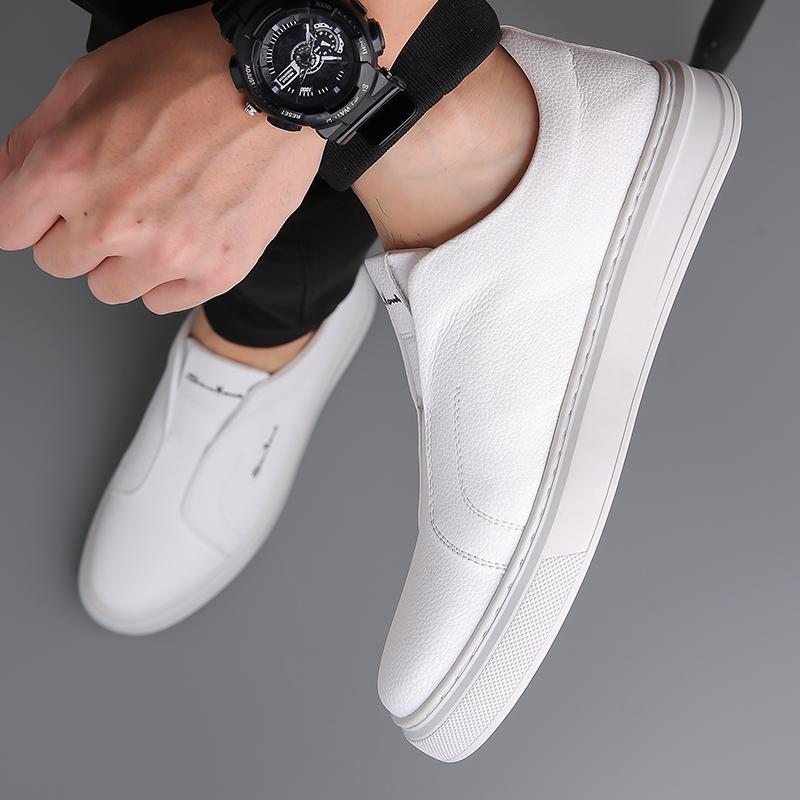 Fashion Breathable Men's Leather Shoes Sewing Casual Lazy Designer Loafers Luxury Non-slip Soft-soled Flats Handmade Men Walking Shoes