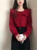 Women's Trendy White Shirt: College-Style Doll Collar, Long Sleeve, Loose Fit for Autumn/Spring