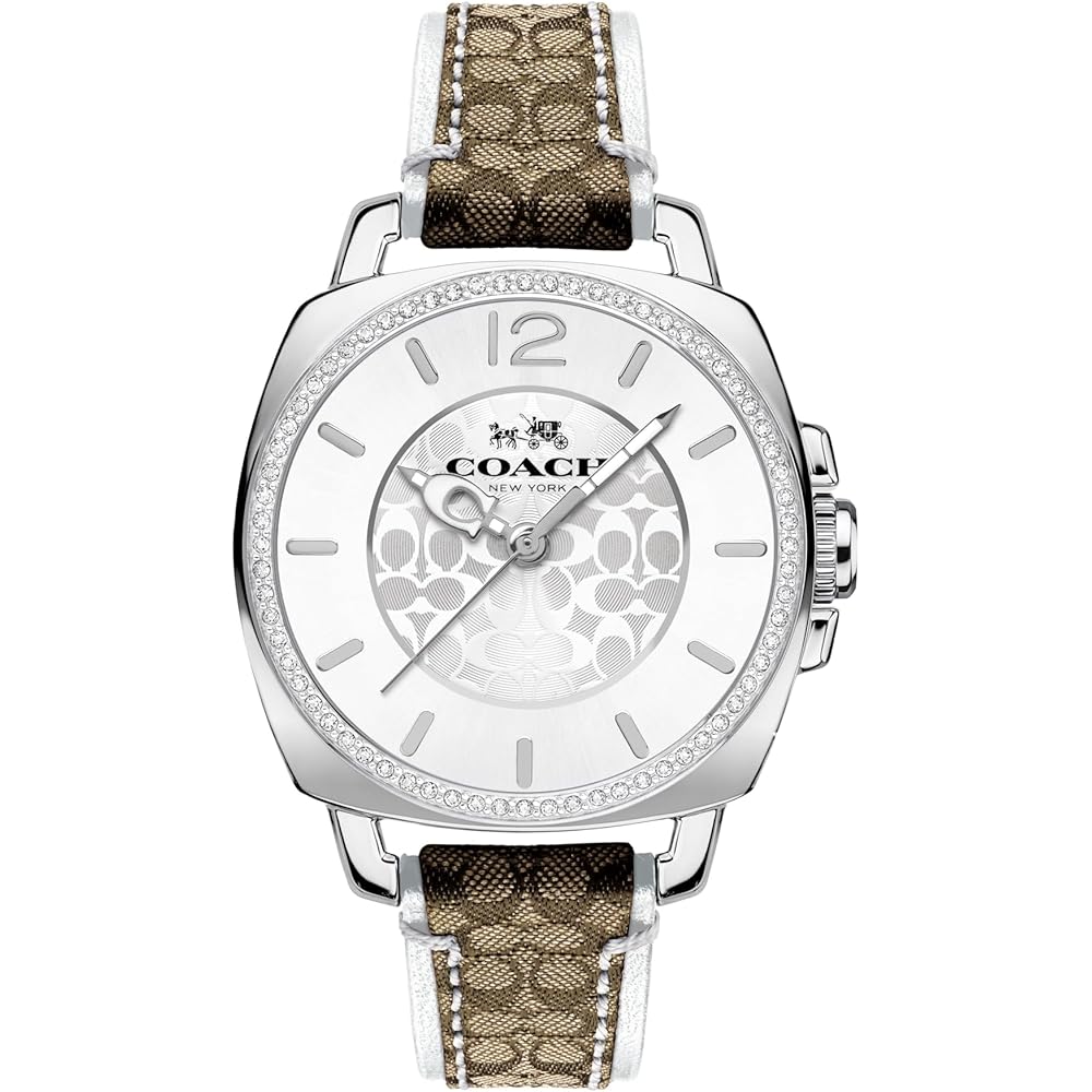 Женские часы Coach Boyfriend Маленькие Серебристый циферблат Коричневый кожаный ремешок 14503148