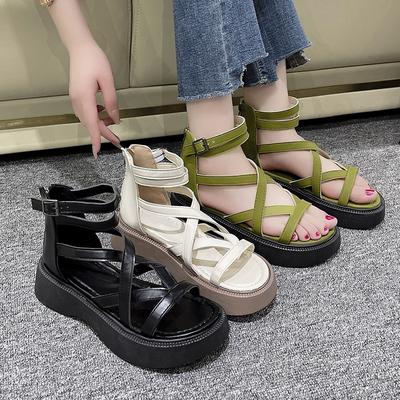 Dicken Boden Offene Spitze Casual Sandalen Frauen Hundert Aushöhlen Mode Römischen Sandalen