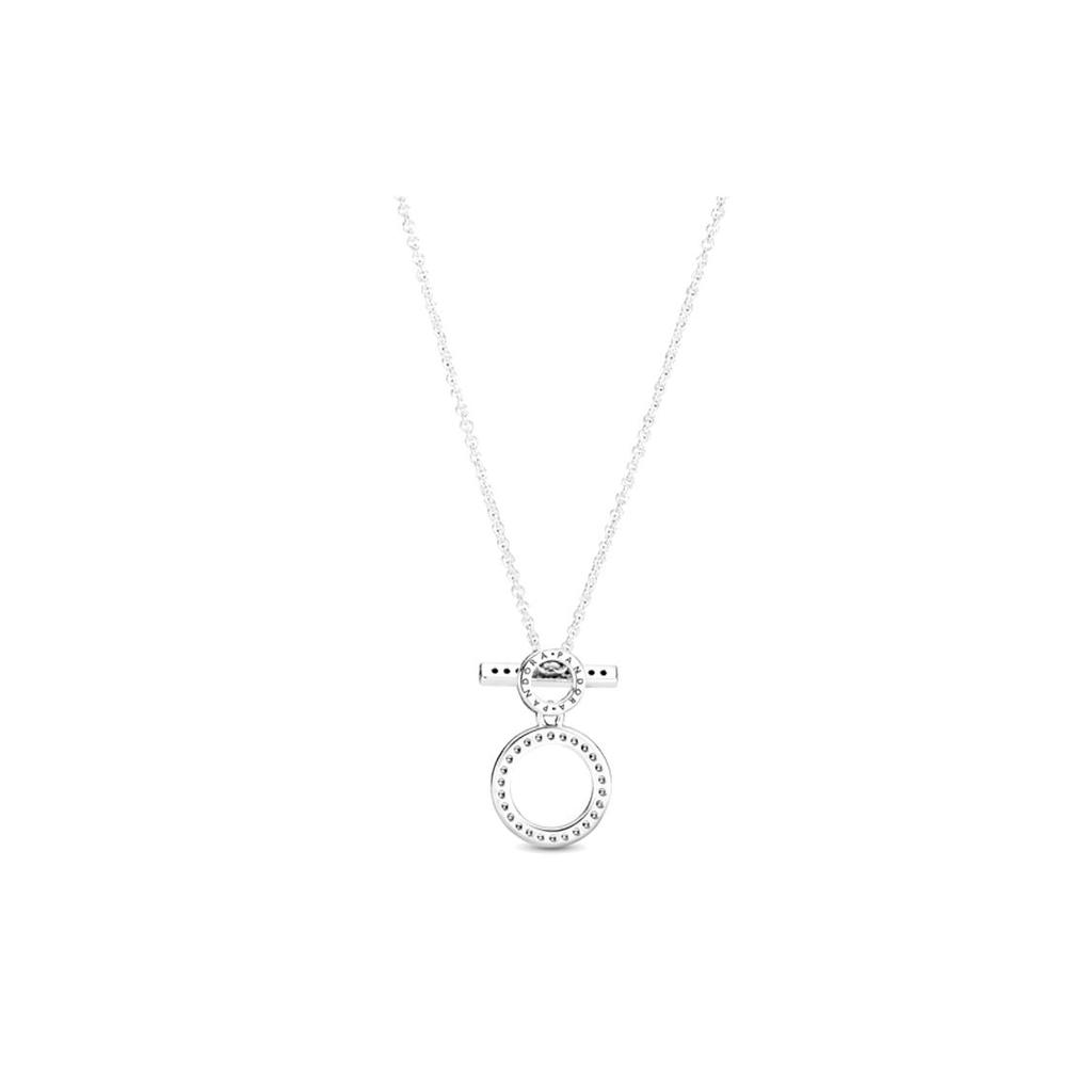 Pandora Double Ring T-Bar Clasp Silver Necklace Women necklace 399039C01