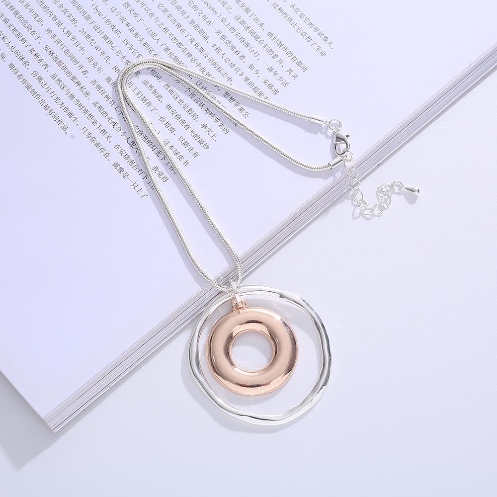 Popular Necklace Geometric Double Ring Short Pendant Sweater Chain Environmentally Friendly