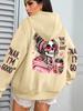 Parla Costoso Stampa Divertente Felpa con Cappuccio da Donna Pullover Larghi Multicolore Pile Autunno Abbigliamento Sportivo Casual con Tasca
