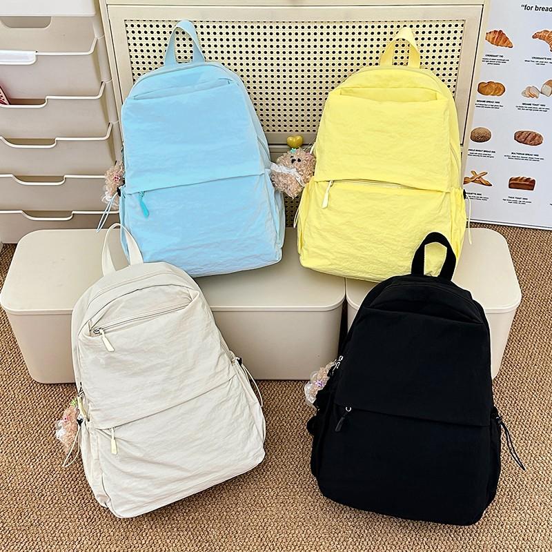 Schoolbag: Korean-style casual lightweight backpack, large capacity Harajuku backpack, solid color, minimalist, student, high aesthetic value