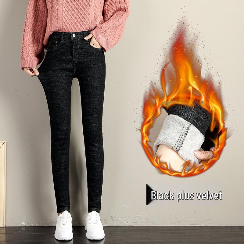 2025 Winter High-Waist Velvet-Lined Skinny Jeans for Women 31