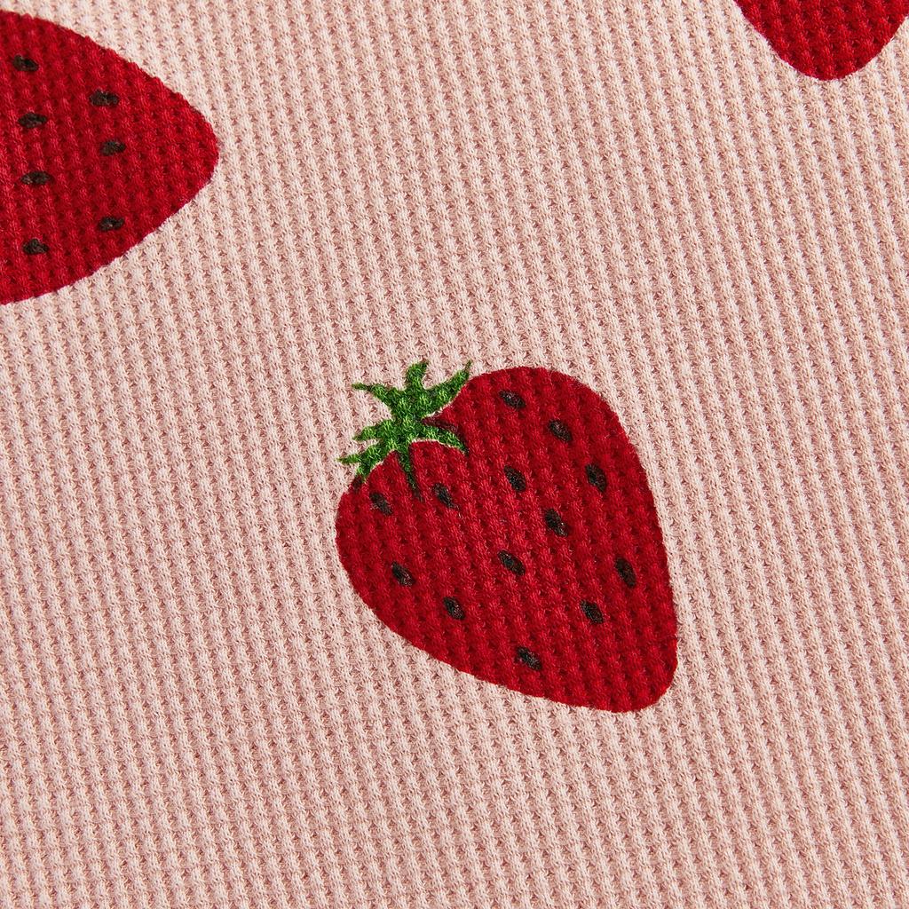 Baby Toddler Girl Strawberry Romper Square Neck Spaghetti Strap Bodysuit Cute Summer Clothes