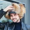 Real Fox Fur Hats Men 's Winter Lei Feng Hat Middle-Aged Elderly Outdoor Thickened Raccoon Fur Cap Warm Sheep Leather Bomber Hat