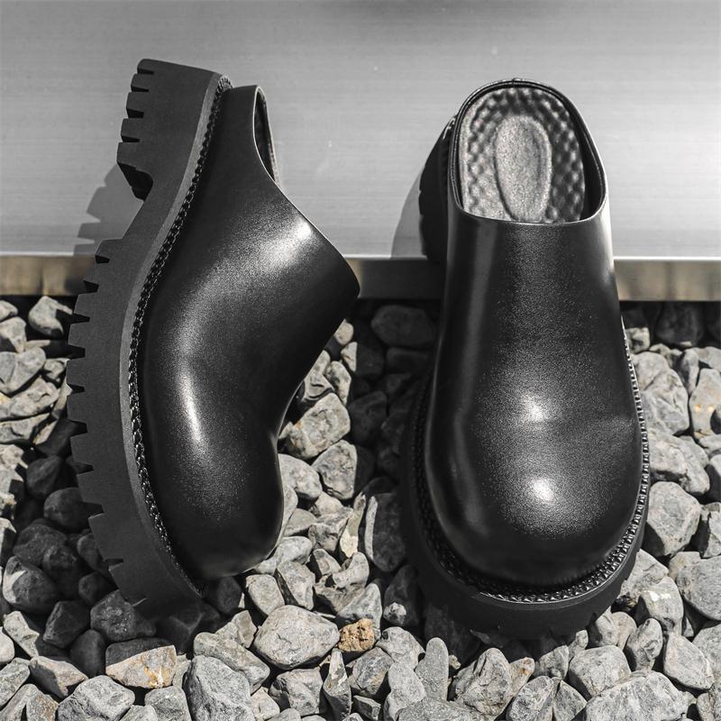 Prodyšné poloviční pantofle pánské mokasíny pánské platformové kožené pantofle nová móda líné boty do lodi pánské prodyšné nazouvací muller boty