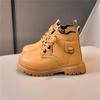 Autumn Children Boots Pu Leather Boys Shoes Rubber Sole Ankle Boots For Girls Zip Side  Toddler Baby Shoes