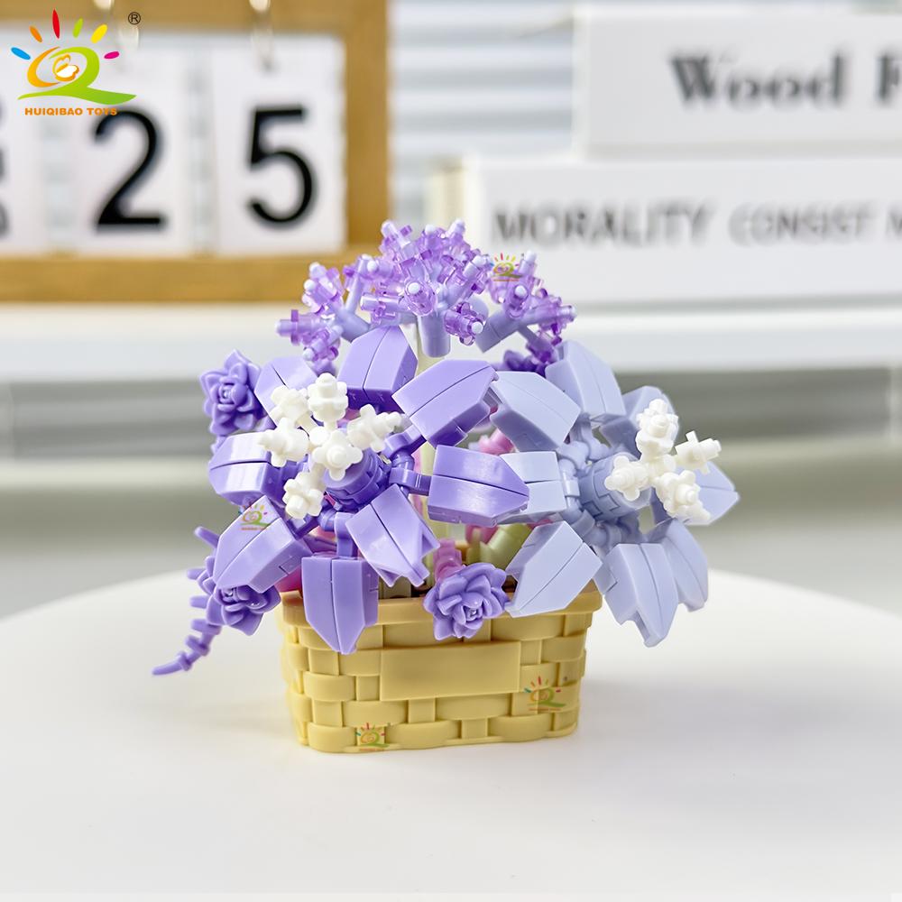 HUIQIBAO Model Floare Eternă Buchet Plantă la Ghiveci Micro Blocuri de Construcție MOC DIY Decor Birou Acasă Jucărie Cărămidă Pentru Copii