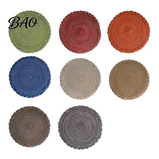 Thermal Insulation Placemat 12 Inch Round Placemats, Polyester Woven Braided Place Mats, Durable Table Mat Washable Heat Resistant Circle Dining Mats