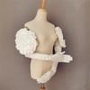 Satin Rose Flower Long Gloves – Detachable Bridal Arm Warmers for Wedding, Evening Gown & Photo Shoot