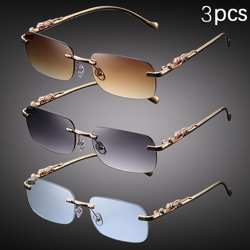 

Набор из 3 штук Ретро Минималистичные Металлические Очки с Квадратной Оправой для Мужчин и Женщин Стильные Металлические Петли Декоративные Линзы Идеально для Моды