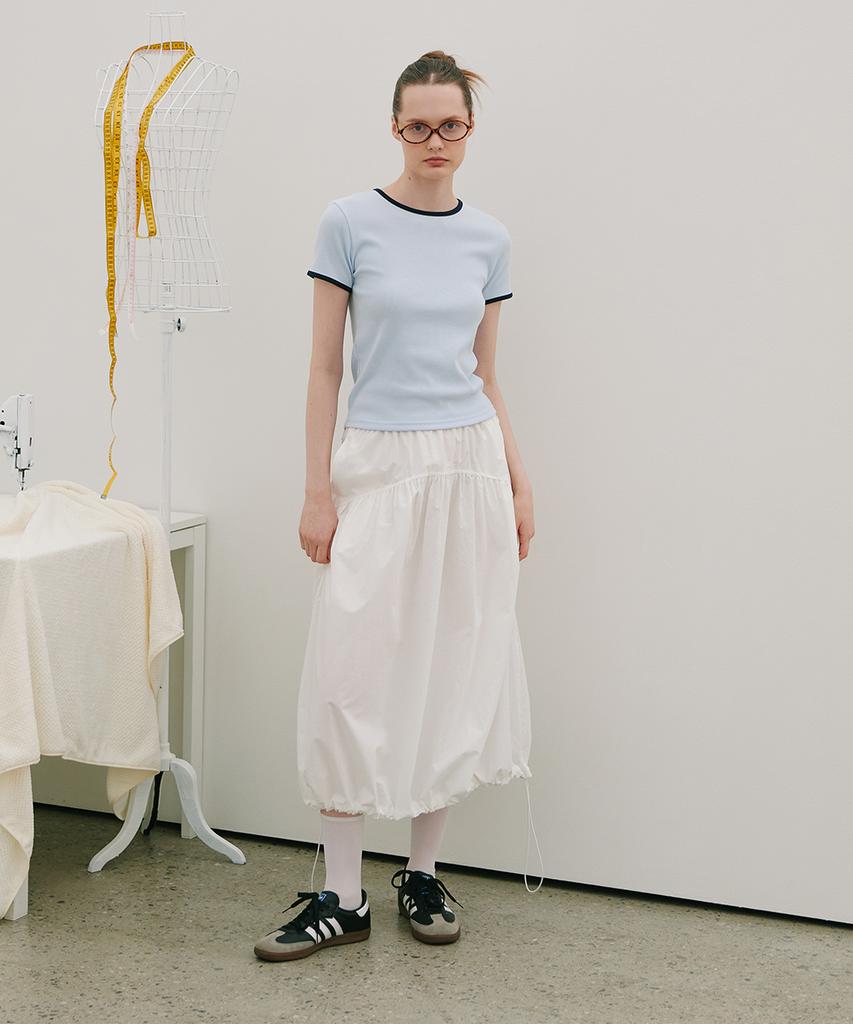 320 Showroom Shirring Volume Stopper Skirt White