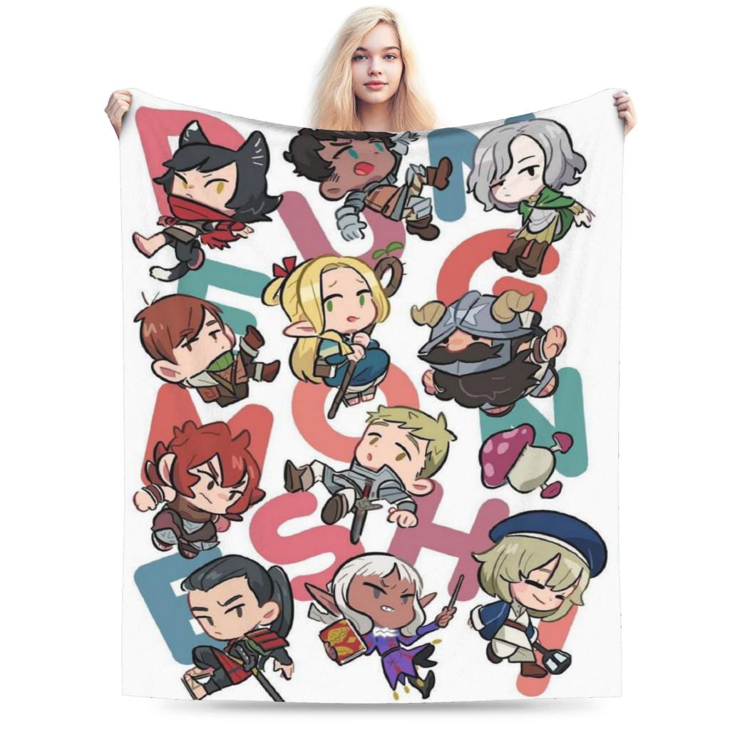 Super Soft Deliciousd in Dungeons Marcille and Senshi Throw Blanket Premium Flannel Bed Blanket Cozy Fluffy Blankets All Season