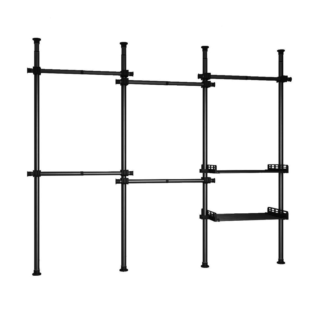 Telescopic Floor-Standing Clothes Rack Pole, 38mm Diameter, No-Drill, with Track for Home Use, Drying, Bedroom, Balcony, and Curtain Hanging