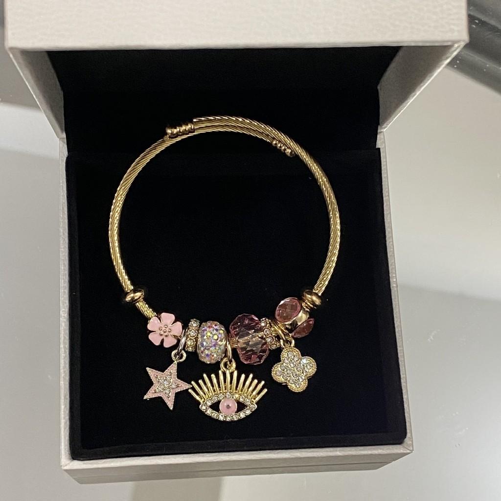 Fashion Demon Eye Pendant Bracelet Stainless Steel Enamel Star Clover For Women And Men