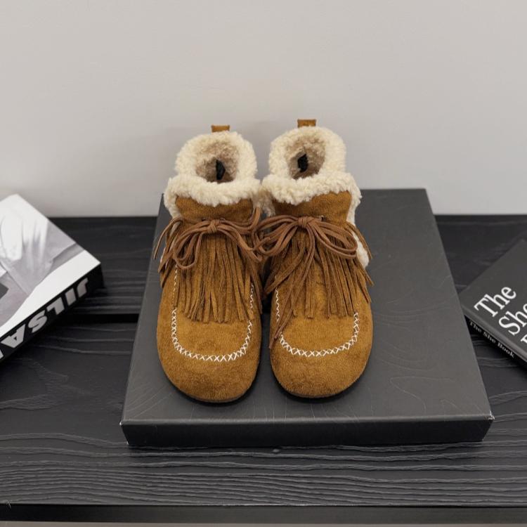 

2025 зима бахрома молодежные замшевые короткие ботинки женские увеличение роста милые снегоступы вельветовые Birkenstocks маленькая картошка хлопковые ботинки 40