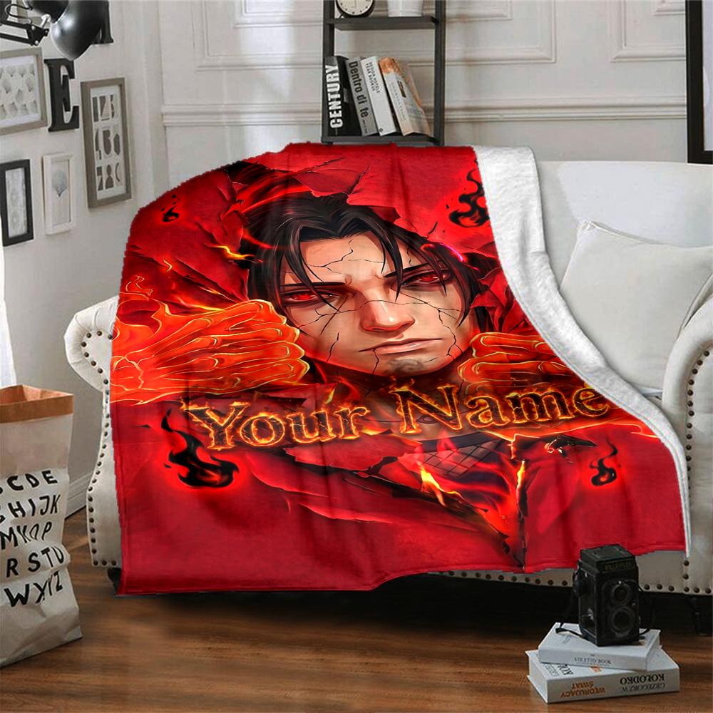 Naruto Charakter Personalisierte Namensdecke Kuscheldecke Personalisierte Decke Warme Dekoration für Büro Wohnzimmer Meeresblick Wohnzimmer für Alle Anlässe