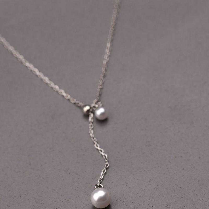 Pearl Tassel Necklace Pull-out Clavicle Chain French Retro Simple Decoration Women's New Style