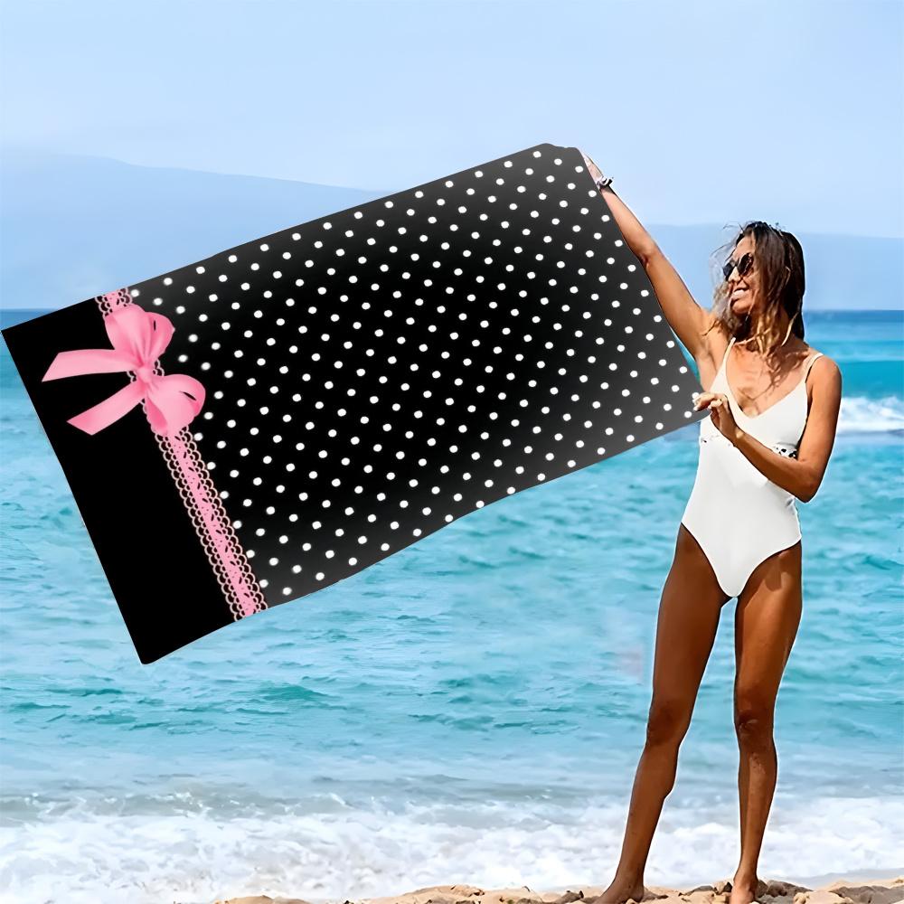 Printing Ultra-Fine Ultra-Soft Microfiber Beach Towel And Bath Towel Thick And Oversized with a Black Background And Bow