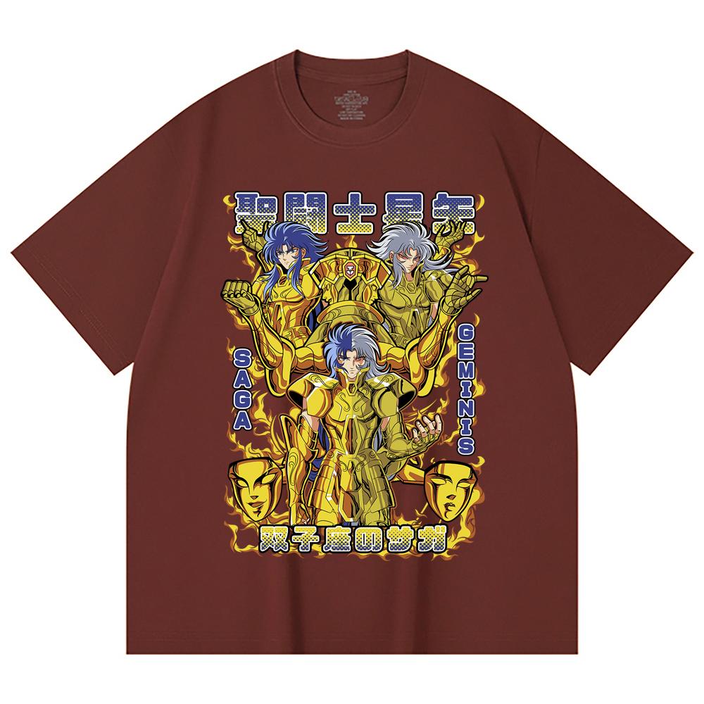 230 g/m² 100 % Baumwolle Saint Seiya V21 Zwilling Druck Unisex Schweres Baumwoll-T-Shirt