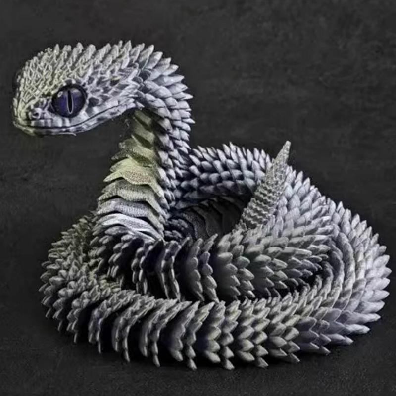 1Pcs 3D Printed Action Figure Snake Articulated Bush Viper Toy-Dragon Snake Integrated Joint Mobility Statue Ornament Home Decor