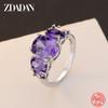 925er Sterling Silber Amethyst Fingerring für Damen Mode Hochzeits Schmuck Geschenke