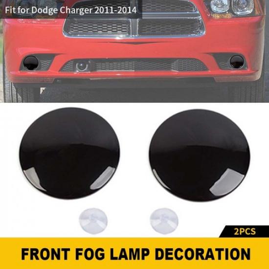 Smoked Black Front Fog Light Lamp Cover Trim For Dodge Charger 11-14 Accessories