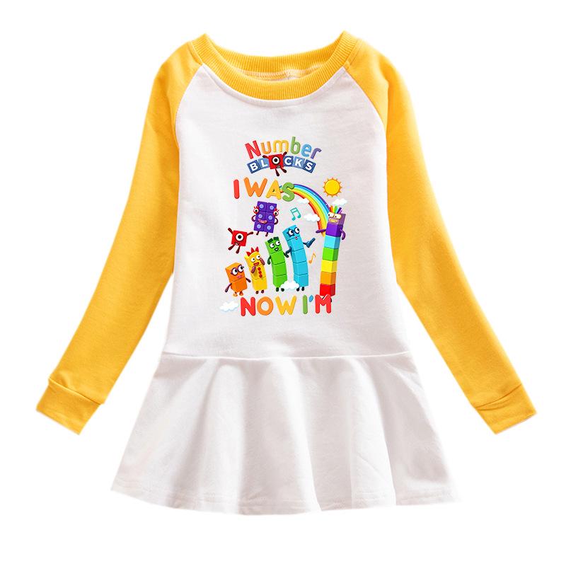 Korean Style Baby Girl Cartoon Ruffled Long Sleeve Mesh Dress - Spring/Autumn Elegant Princess Skirt