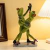 Waltzing Couple Frog Figurine Dancing Drinking Frog Statue Resin Animal Sculpture Home Office Indoor