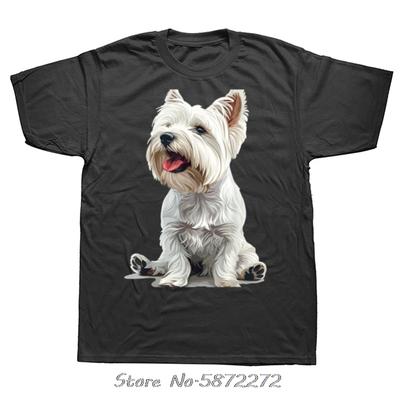 Funny West Highland White Terrier Dog Cotton Tshirt Unisex T Shirt Oversized Tshirt Fitness Tees Tops Unisexs Clothing Streetwear