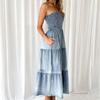 VEZFAA Women's Fashion Summer Spring Sleeveless High Waist Casual Dresses