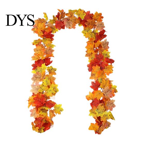 Autumn Festival Home Accents 2Pcs Artificial Fall Leaves Garland, Maple Leaf Vines for Thanksgiving Flexible Rattan Handrails Mantle Decor,