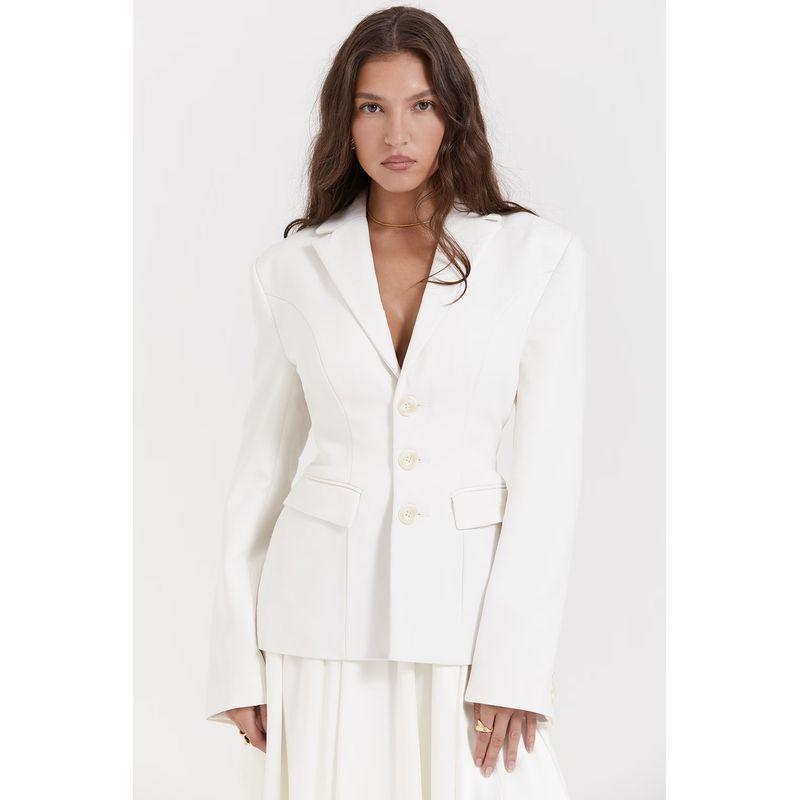 

House Same Style Classic Cool Series Fancy French Style Temperament Work Clothing Waist-Tight Slim Looking Single-Breasted Suit Outwear Apricot color S