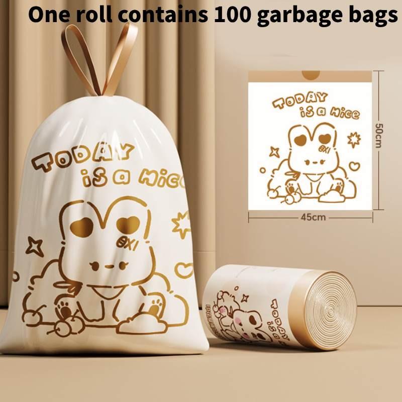 

Thickened Household Trash Bags With Drawstring Closure For Kitchen And Home Waste Management